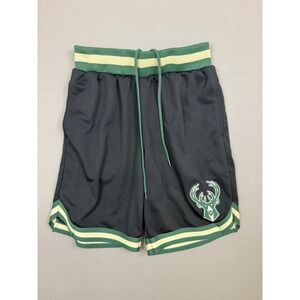 Ultra Game NBA Milwaukee Bucks Basketball Shorts Mens Medium Black Green Mesh